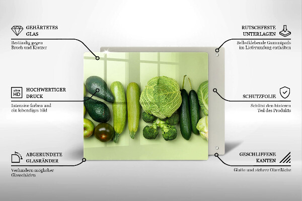 Protector encimera Frutas y verduras verdes