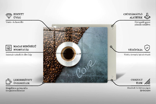 Protector encimera Granos de café y taza