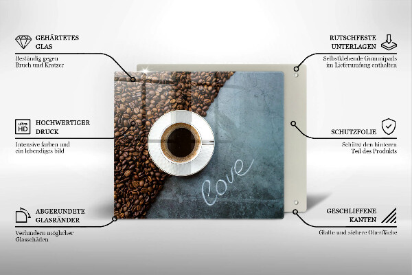 Protector encimera Granos de café y taza