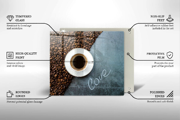 Protector encimera Granos de café y taza