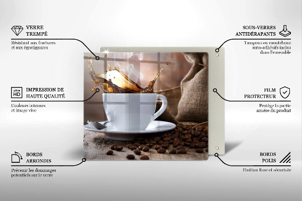 Protector encimera Taza y granos de café