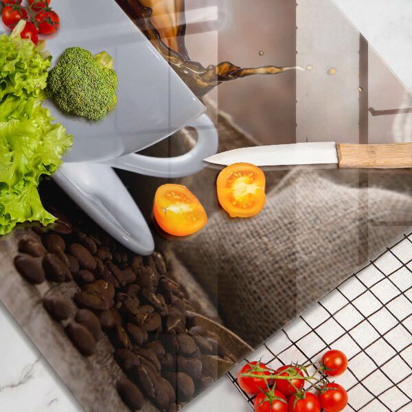 Protector encimera Taza y granos de café