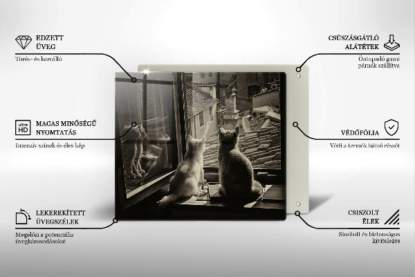 Protector encimera Ventana y ciudad de gatos