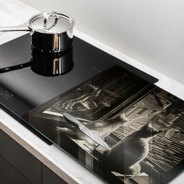 Protector encimera Ventana y ciudad de gatos