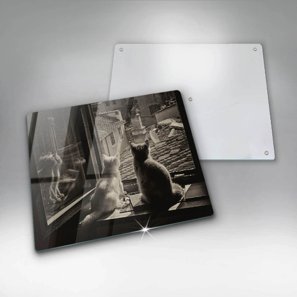 Protector encimera Ventana y ciudad de gatos