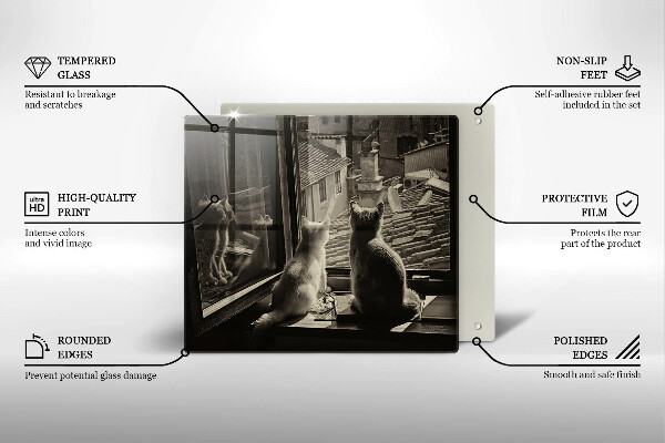 Protector encimera Ventana y ciudad de gatos