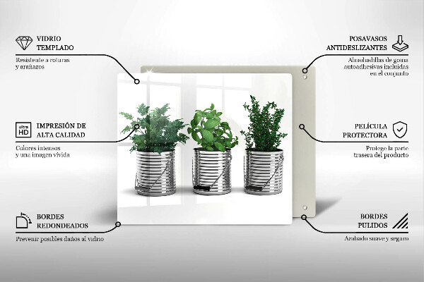 Protector encimera Macetas con plantas herbáceas