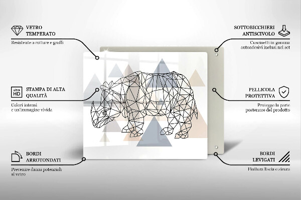 Protector encimera Rinoceronte de arte lineal