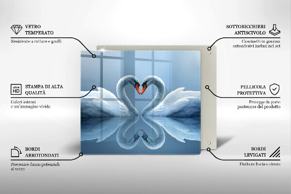 Protector encimera Dos corazones de cisne