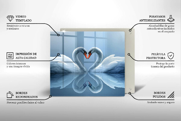 Protector encimera Dos corazones de cisne