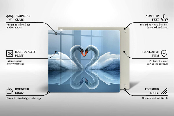 Protector encimera Dos corazones de cisne