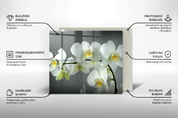 Protector encimera Flores de orquídeas blancas