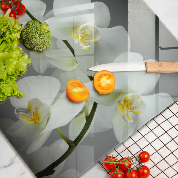 Protector encimera Flores de orquídeas blancas