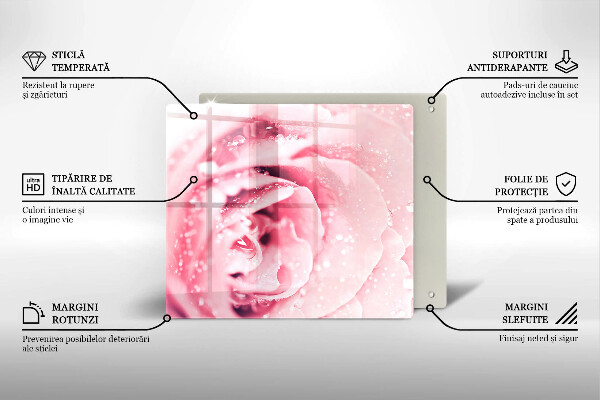 Protector encimera Gotas de rocío y flor de rosa