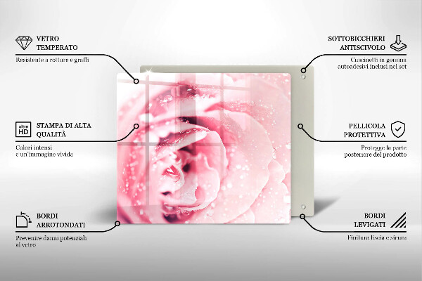 Protector encimera Gotas de rocío y flor de rosa