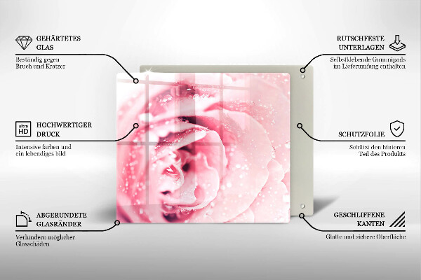 Protector encimera Gotas de rocío y flor de rosa