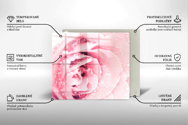 Protector encimera Gotas de rocío y flor de rosa