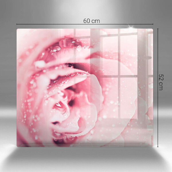 Protector encimera Gotas de rocío y flor de rosa