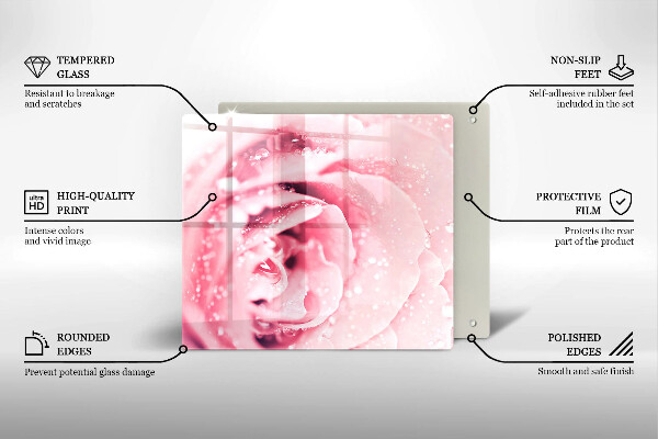 Protector encimera Gotas de rocío y flor de rosa