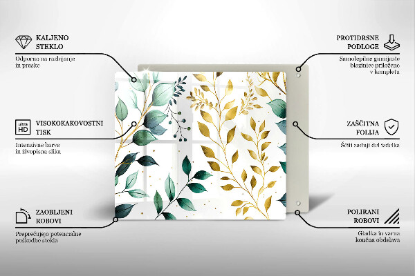 Protector encimera Hojas verdes y doradas