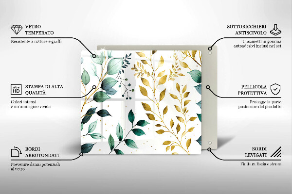 Protector encimera Hojas verdes y doradas