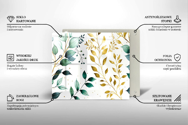 Protector encimera Hojas verdes y doradas