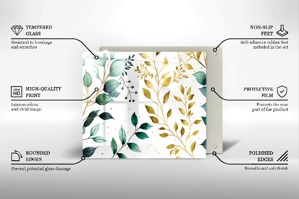 Protector encimera Hojas verdes y doradas