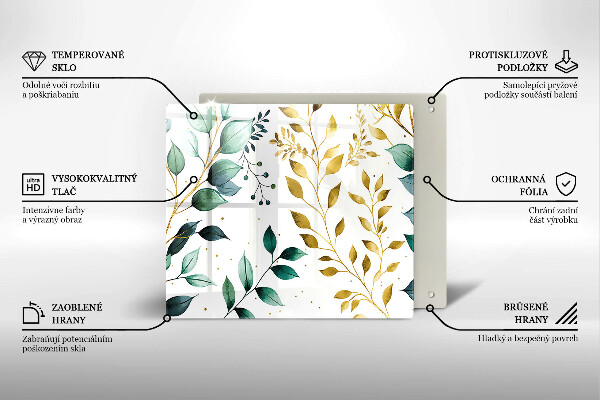 Protector encimera Hojas verdes y doradas