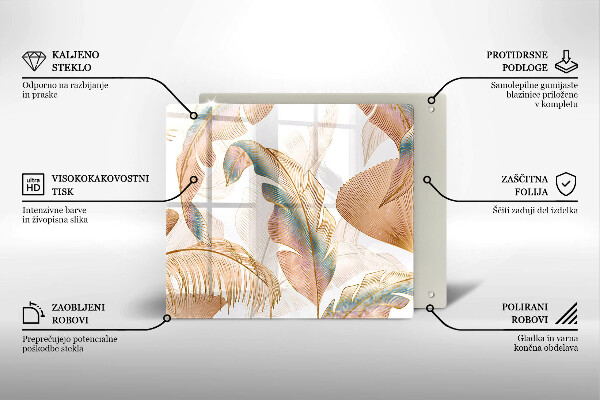 Protector encimera Plumas y hojas boho