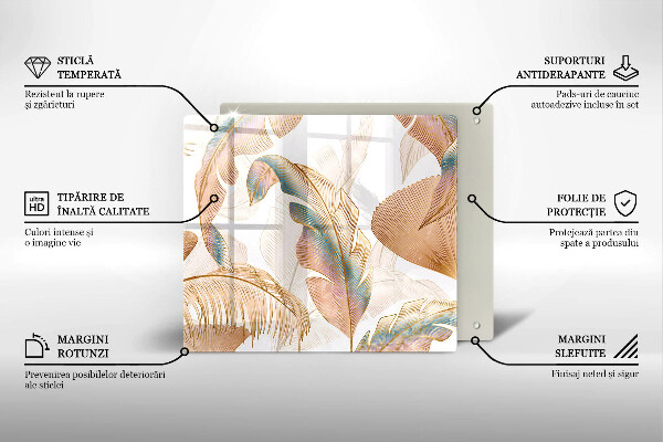 Protector encimera Plumas y hojas boho