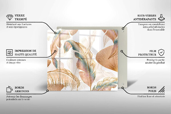 Protector encimera Plumas y hojas boho