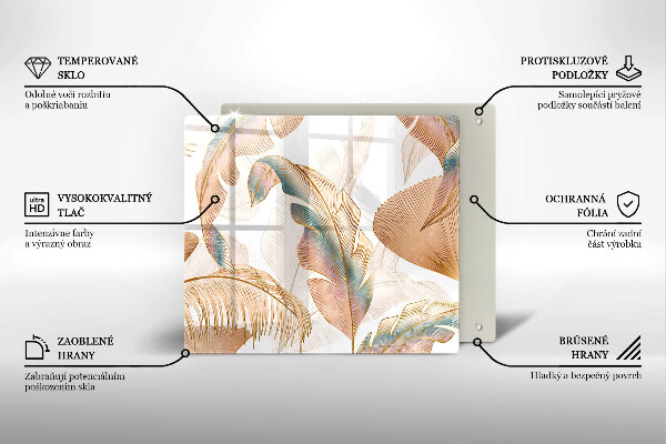 Protector encimera Plumas y hojas boho