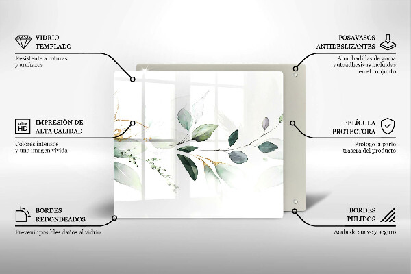 Protector encimera Hojas de acuarela