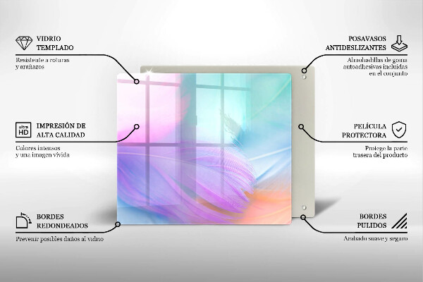 Protector encimera Plumas pasteles