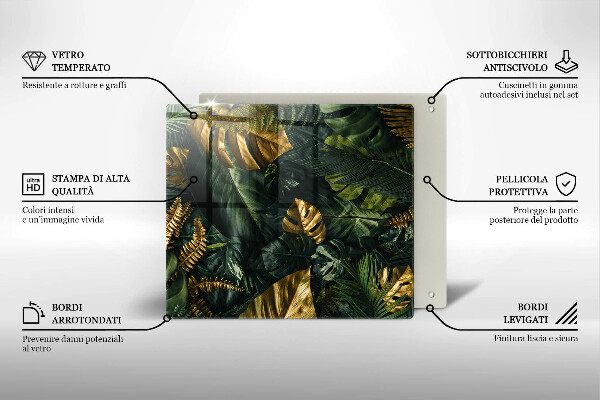 Protector encimera Hojas de monstera dorada