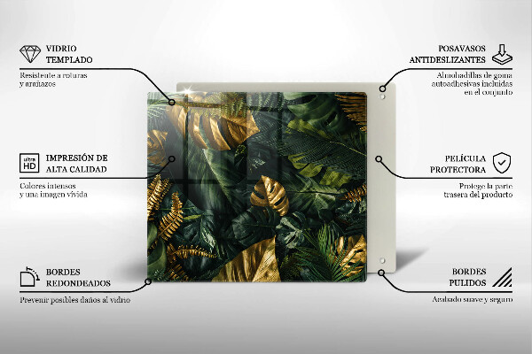 Protector encimera Hojas de monstera dorada