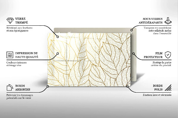 Cubre vitrocerámica Patrón de hojas de arte lineal