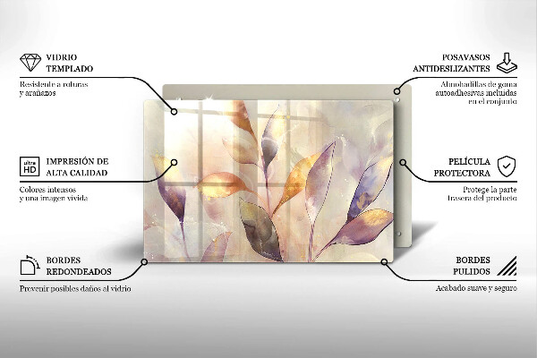 Protector placa inducción Hojas boho pintadas