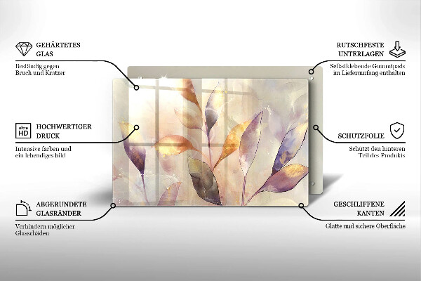 Protector placa inducción Hojas boho pintadas