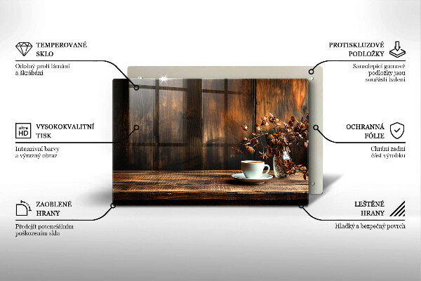 Protector placa inducción Taza de café y madera