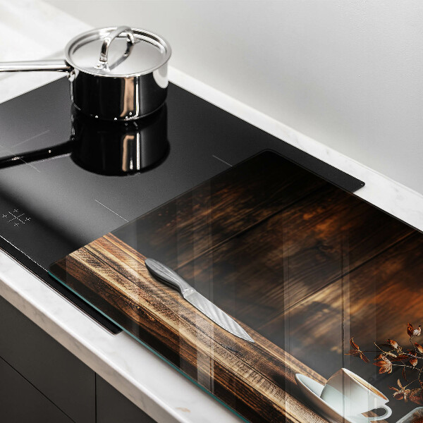 Protector placa inducción Taza de café y madera