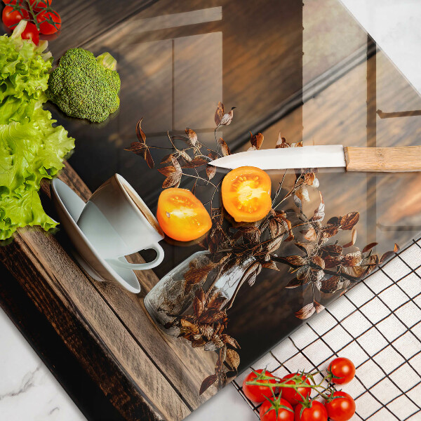 Protector placa inducción Taza de café y madera