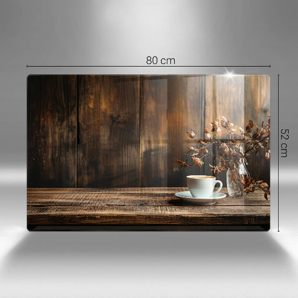 Protector placa inducción Taza de café y madera