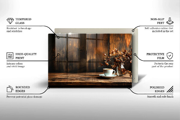 Protector placa inducción Taza de café y madera