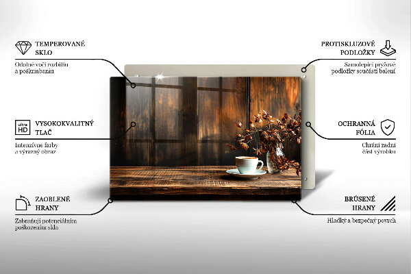 Protector placa inducción Taza de café y madera