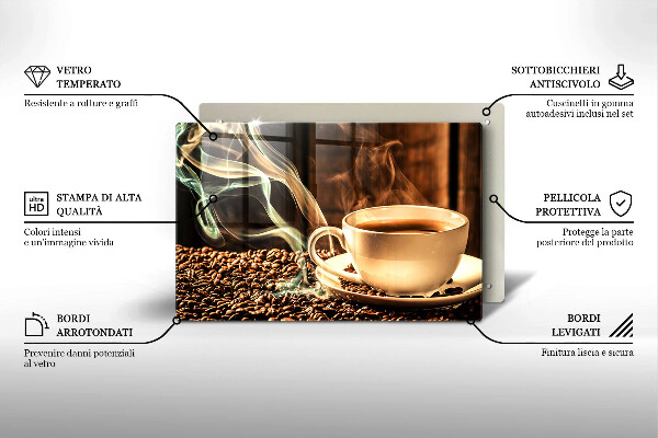 Cubre encimera Taza y granos de café