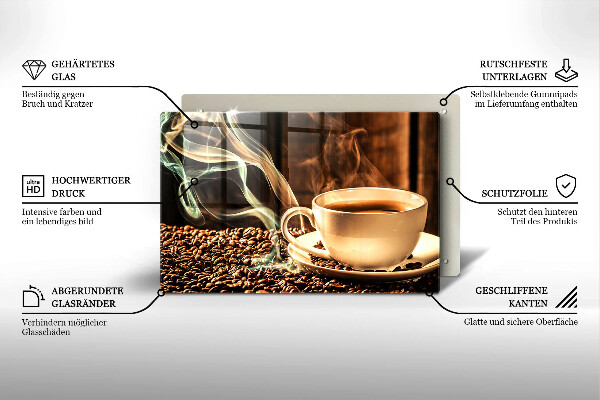 Cubre encimera Taza y granos de café