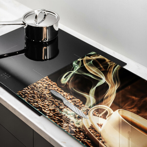 Cubre encimera Taza y granos de café