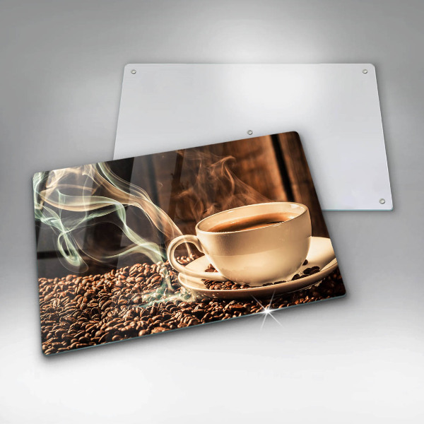 Cubre encimera Taza y granos de café