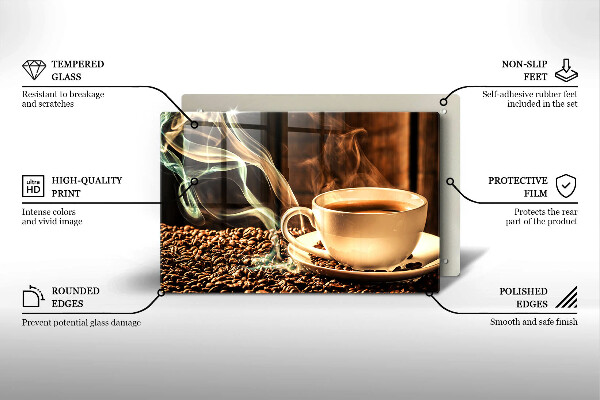 Cubre encimera Taza y granos de café